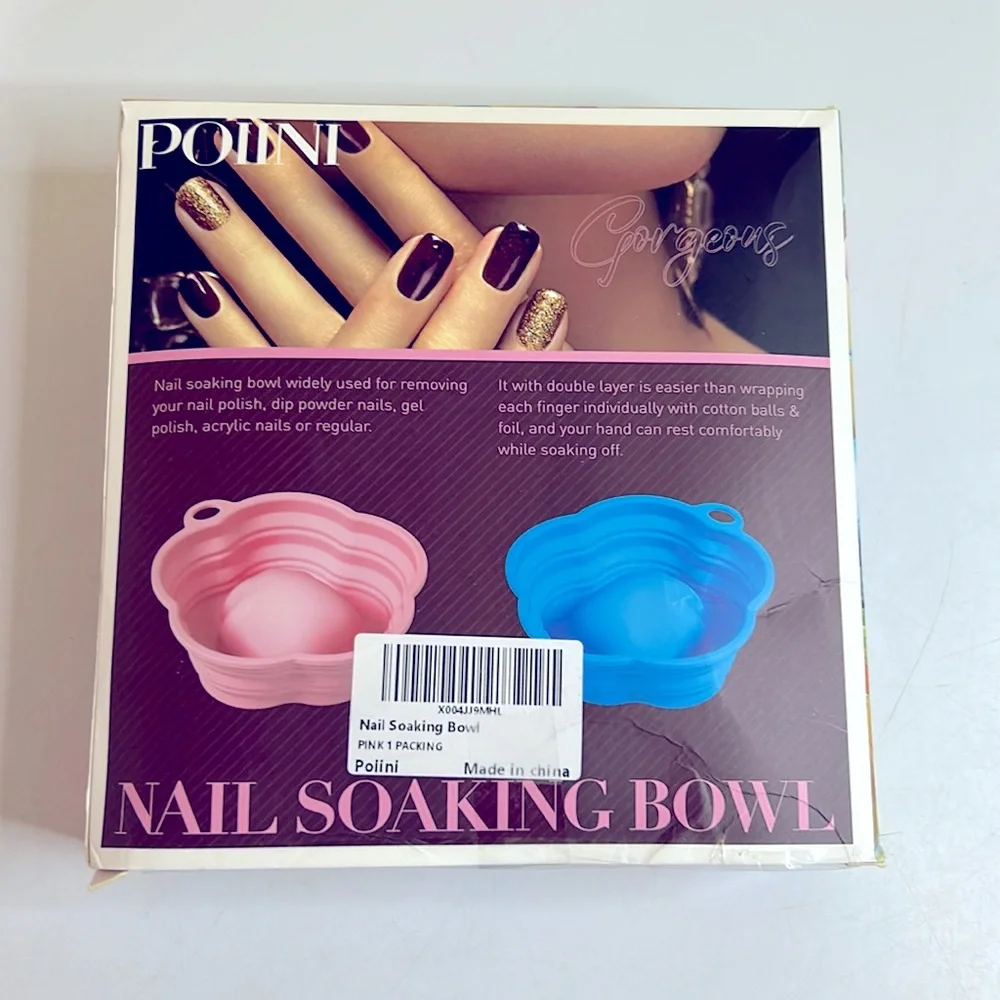Pink Silicone Nail Soaking Bowl And Tools